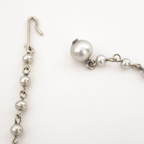 ARTISAN RECYCLED JEWELRY Goldtone & Pearls Heart Necklace Valentine's Day - Picture 5 of 9